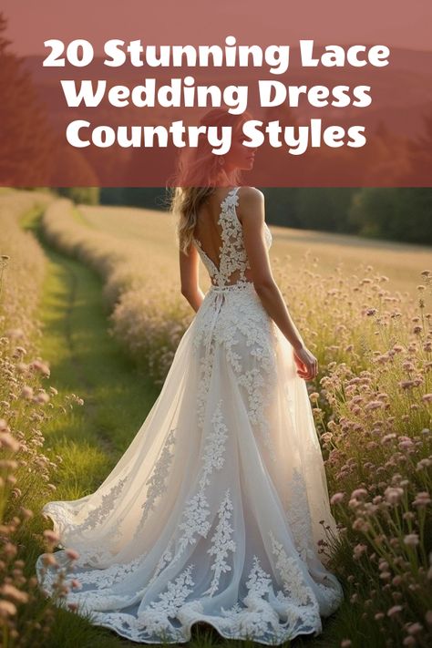 Did you know that lace wedding dresses are the perfect match for a dreamy country wedding? Explore our stunning gallery of 20 breathtaking gowns that capture that rustic elegance perfectly. Featuring boho lace, rural charm, and timeless romance, these dresses are the ultimate fairy-tale come true. Whether you're dancing in a barn or saying I do under a canopy of stars, your dream lace wedding dress country style awaits! Lace Wedding Dress Country, Wedding Dress Country, White Bridal Flowers, A Country Wedding, Miss Perfect, Country Theme, Country Wedding Dresses, Dress Stand, Boho Accessories