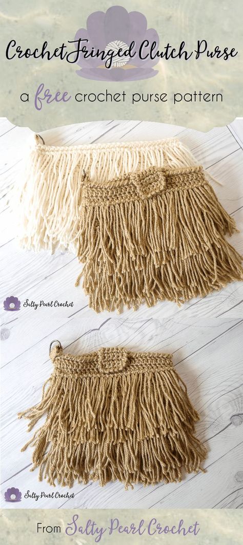 Crochet Fringe Clutch Purse Pattern Free • Salty Pearl Crochet Crochet Bridal Purse Pattern Free, Clutch Purse Pattern, Pearl Crochet, Purse Patterns Free, Fringe Clutch, Crochet Phone Cases, Boy Sewing, Crochet Mobile, Crochet Purse Pattern Free