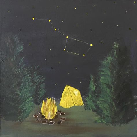 Big Dipper Aesthetic, Big Dipper Painting, Big Dipper Wallpaper, Painting Therapy, Camping Scene, Acrylic Ideas, Night Sky Painting, Big Dipper, Apartment Art