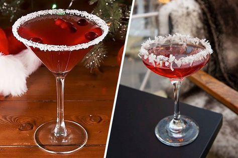 Santa Clausmopolitans Are the Boozy Sippers We Need—Here’s How to Make One Santa Clausmopolitan Recipe, Santa Clausmopolitan, Cocktail Christmas, Raspberry Cocktail, Traditional Margarita, Mint Mocha, Spiced Wine, Berry Punch, Festive Cookies