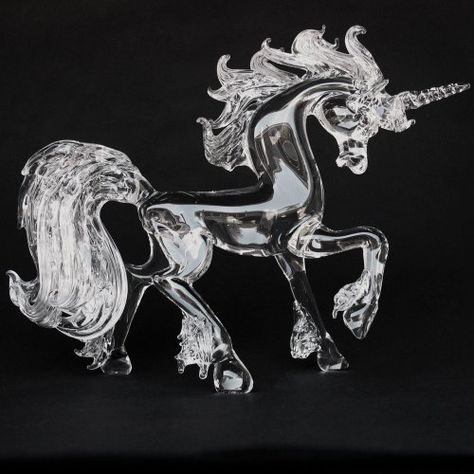 Amazon.com: Hand Blown Glass Unicorn Prancing Crystal Figurine: Home & Kitchen Glass Unicorn, The Glass Menagerie, Swarovski Crystal Figurines, Mermaid Figurine, Magical Creature, Dale Chihuly, Glass Sculptures, Unicorn Art, Crystal Figurines