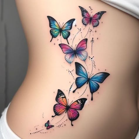 Tattoo Ideas Colorful, Tattoo Papillon, Butterfly Tattoos Images, Colorful Butterfly Tattoo, Unique Butterfly Tattoos, Butterfly Tattoos For Women, Tattoos For Women Flowers, Unique Butterfly, Tasteful Tattoos