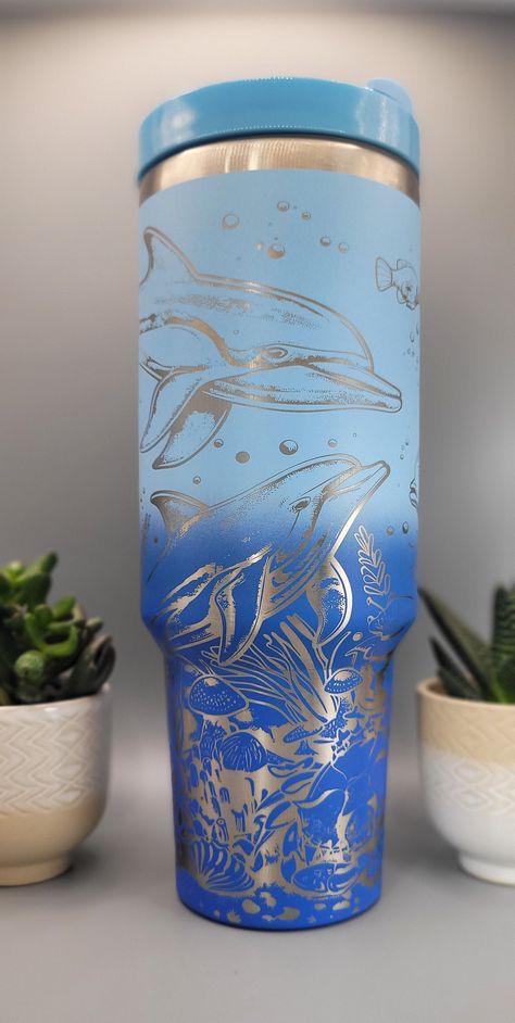 Sea Stuff, Stanley Products, Trendy Water Bottles, Engraved Tumblers, Cute Water Bottles, Engraved Tumbler, Ocean Theme, Marine Biology, Cute Cups