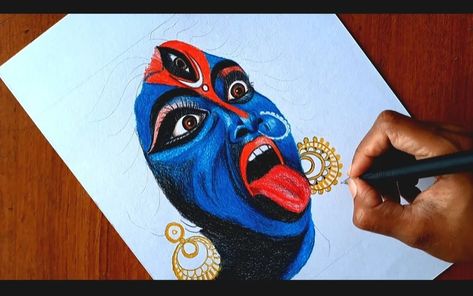 Navaratri special drawing Durga Devi Drawing, Navaratri Drawings, Happy Navarathri, Devi Drawing, Drawing Grid, Durga Devi, Devi Durga, Friends Happy, Colored Pencil Drawing