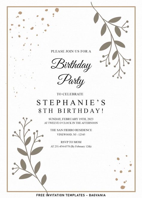 Download 11+ Aesthetic Greenery Eucalyptus Birthday Invitation Templates #free #freeinvitation2019 #birthday #disney #invitations #invitationtemplates Invitation Card Ideas Birthday, Birthday Invitation Inspo Aesthetic, Digital Birthday Card Ideas, Invitation Card Design 15 Birthday, Aesthetic Bday Invitation, Birthday Invitations Card Design, Birthday Invitation Card Aesthetic, Happy Birthday Invitation Card Design, 21st Birthday Invitations Templates Free