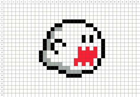 Ghost Pixel Art, Mario Ghost, Pixel Art Halloween, Boo Mario, Pixel Art Animals, Modele Pixel Art, Easy Pixel Art, Pixel Art Templates, Pixel Drawing