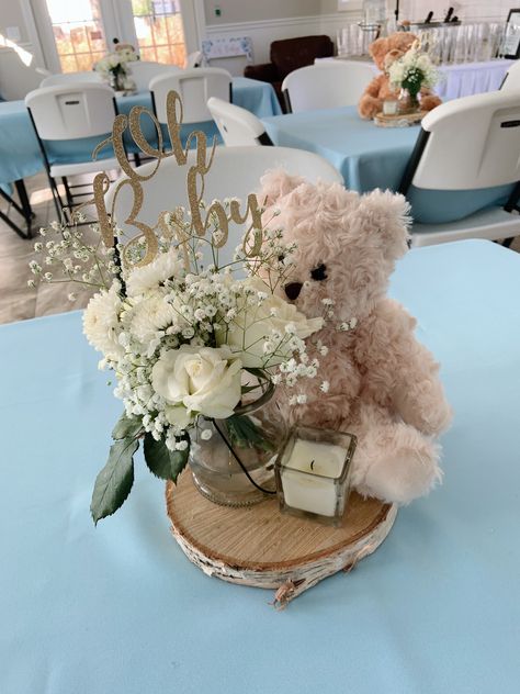 Teddy Bear Centerpieces Diy, Bear Baby Shower Centerpieces, Baby Shower Ideas Themes, Centerpieces With Flowers, Ideas Para Baby Shower, Bear Centerpieces, Teddy Bear Centerpieces, Teddy Bear Baby Shower Theme, Baby Shower Center