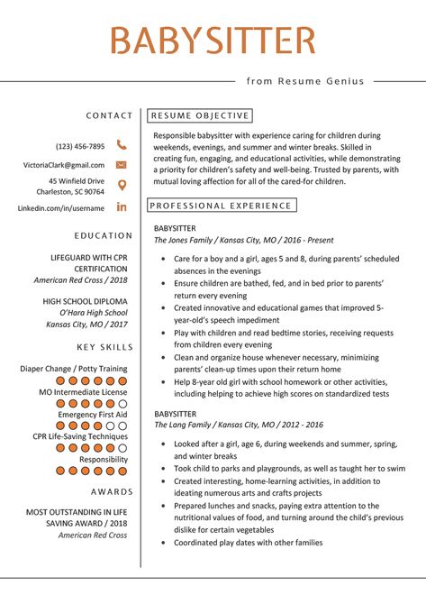 Babysitter Guide, Babysitter Resume, Nanny Job Description, Luxury Future, Babysitting Tips, Babysitting Kit, Nanny Job, Babysitting Flyers, Resume Ideas