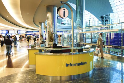 Information desk in Dubai International Airport. A view of a information desk in , #Sponsored, #Dubai, #desk, #Information, #International, #information #ad Circulation Desk, Airport Theme, Info Desk, Information Desk, Dubai International Airport, Counter Desk, Airport Design, Library Furniture, Desk Inspiration