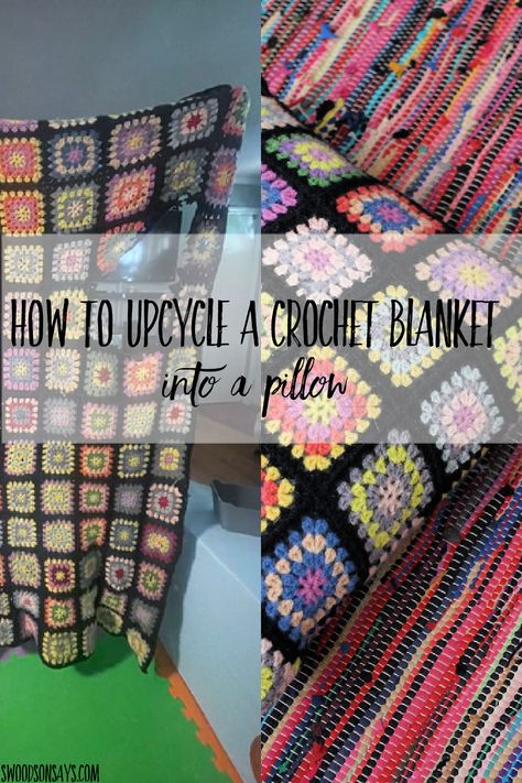 Old Crochet Blankets Upcycle Ideas, Repurpose Crochet Blankets, Upcycle Afghans, Upcycle Crochet Blanket, Tapestry Blanket Upcycle, Old Blankets Upcycle Ideas, Clothing Repurpose, Wool Blanket Upcycle, Upcycled Crochet