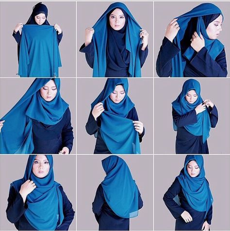 Square Hijab Tutorial, Tutorial Hijab Modern, Beau Hijab, New Hijab Style, Hijabi Mode, Hijab Stile, How To Wear Hijab, Tutorial Hijab Pashmina, Simple Hijab Tutorial