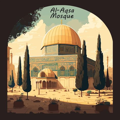 Hand drawn isra miraj design, al aqsa il... | Premium Vector #Freepik #vector #al-aqsa #isra-miraj #namaz #miraj Isra Miraj, Illustration Background, Vector Hand, Premium Vector, Graphic Resources, Hand Drawn, How To Draw Hands, Mural, Social Media