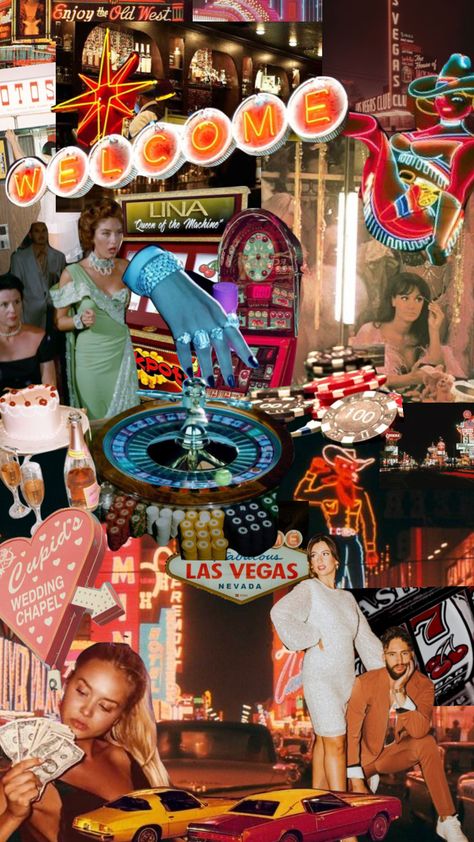 What happens in Vegas stays in Vegas 🎰 #vegas #vintage #collage #neon Old School Vegas Fashion, Vegas 70s Aesthetic, Vintage Vegas Decor, Fear And Loathing In Las Vegas Aesthetic, Vintage Vegas Aesthetic, Old Vegas Aesthetic, Old School Vegas, Vegas Christmas, Vegas Aesthetic