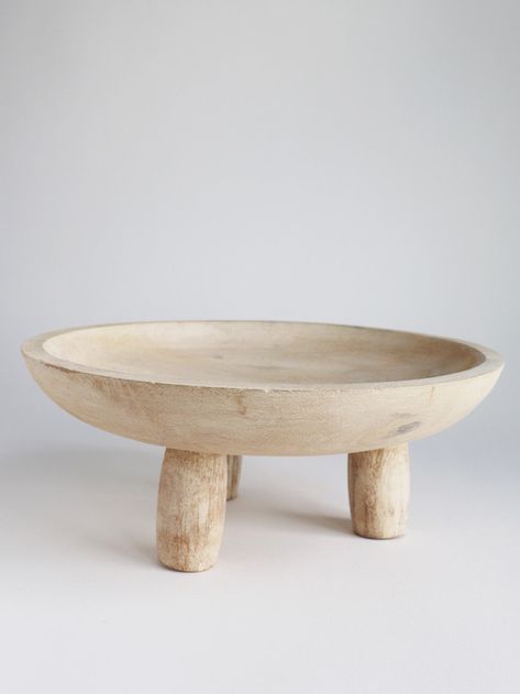 Mango wood footed bowl DIMENSIONS: 10" x 4" Footed Fruit Bowl, Wood Coffe Table, Wood Fruit Bowl, Coffee Table Bowl, Kitchen 2022, Wood Bowl Decor, Pottery Items, Clay Bowls, Pot Cakes