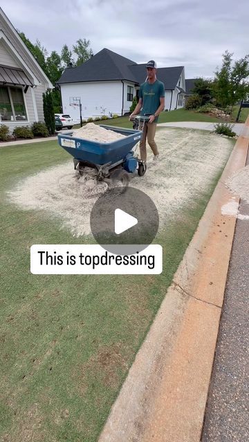 The Lawn Dad on Instagram: "This is sand leveling or topdressing. It creates a more level surface for your lawn by filling in lower areas. I use masonry sand since I have Bermuda. If you have a cool season type of grass, you may want to look at doing more of a topsoil heavy blend. I like to put down a little fertilizer prior to, and after to ensure the Bermuda is growing aggressively through the sand. I water every other day for a week and is typically fully recovered in less than 2 weeks. The deeper the spot, the longer it takes. Part 2 coming soon #lawn #topdressing #lawnleveling #diy #howto #landscaping" Sand Backyard Landscaping, Backyard Leveling Ideas, Sand Backyard, Leveling Yard, Grass Fertilizer, Lawn Leveling, Front Lawn Landscaping, Yard Ideas Backyard, Bermuda Grass