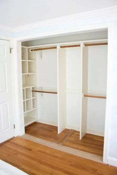 Makeshift Closet, Long Closet, Small Master Closet, Small Closet Storage, Small Closet Organization Bedroom, Apartemen Studio, Master Closet Organization, Bedroom Closet Doors, Closet Small Bedroom