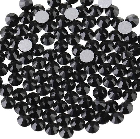 beadsland Flat Back Crystal Rhinestones Round Gems, Black (4.6-4.8mm) SS20/1440pcs : Amazon.ca: Beauty & Personal Care Art Eye Makeup, Green Aquamarine, Rhinestone Material, Art Face, Nail Art Rhinestones, Manicure Y Pedicure, Glue Crafts, Art And Craft, Artificial Nails