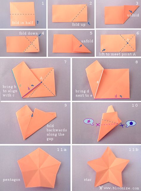 How to cut a pentagon and a star ⇆ bloomize Tutorial Origami, Origami Star, Origami Fish, Instruções Origami, Astuces Diy, Piece Of Paper, Origami Stars, Diy Origami, Paper Crafts Origami