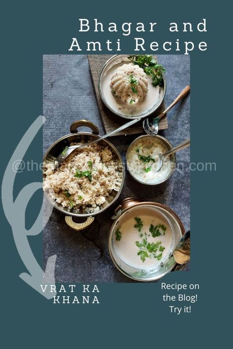 Bhagar and Amti with Koshimbir made from cucumber is a filling yet light meal. An easy-to-make millets recipe can double as breakfast or as a main meal. Curry Gravy Recipe, Ashadi Ekadashi, Fasting Food, Fasting Recipes, Grain Recipes, Mad Scientists, Millet Recipes, Zero Waste Kitchen, Grain Foods