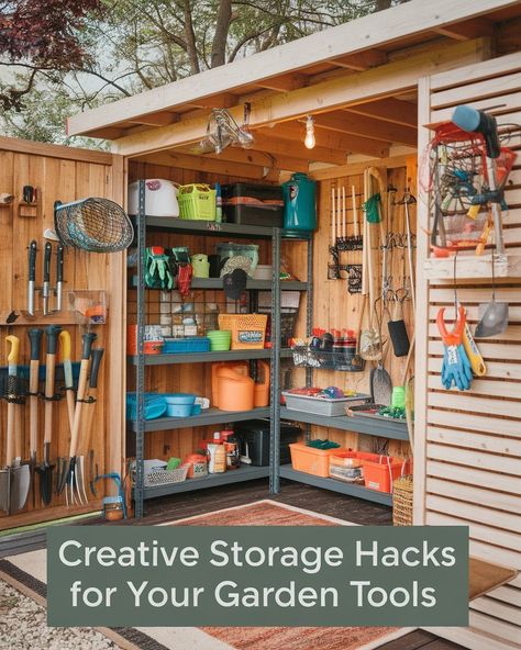 Tired of tripping over garden tools? Discover clever Garden Tool Organization hacks to keep everything in place and ready to grab! From Storage Shed Organization tips to setting up a Garden Tool Rack or Garden Tool Shed, these ideas bring order to any backyard or shed. Perfect for efficient Shed Organization! #gg #homedesigninsider #howtohanggardentools Garden Tool Shed Organization, Shed Storage Hacks, Garage Garden Tool Organization, How To Organize A Shed, Outdoor Tool Storage Ideas, Garden Shed Organization Ideas, Garden Shed Storage Ideas, Shed Tool Storage, Garden Shed Organization