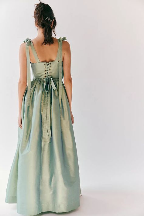 Louise New York Marie Dress | Free People Louise New York Marie Dress, Fancy Lady, Dresses Sundresses, Sage Dress, Full Skirt Dress, Green Fits, Dress Free People, Flattering Dress, Bustier Dress