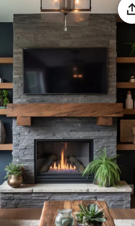 Modern Fireplace Tv Wall, Fireplace Tv Wall Ideas, Fireplace Wall Ideas With Tv, Wood Beam Fireplace, Beam Fireplace, Tv Wall Ideas, Design Fireplace, Electric Fireplace Wall, Wall Fireplace