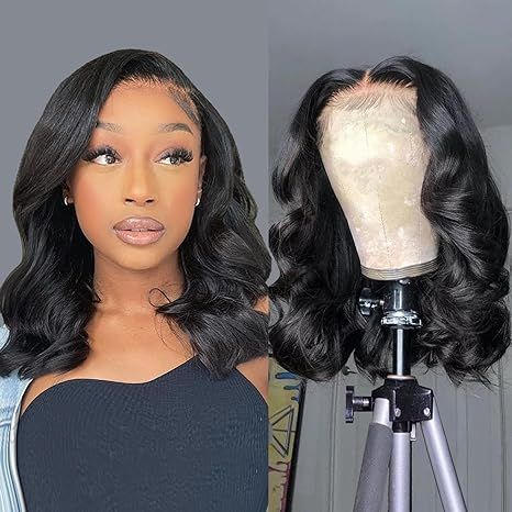 Bob Wig Human Hair 13x4 Frontal Lace Wig 14 Inch Body Wave HD Lace Front Wigs Human Hair Pre Plucked Glueless Bob Wigs for Women Human Hair Wigs (14 inch, Natural Black) Front Hair Styles, Lace Body, Body Wave Wig, Body Wave Hair, Short Bob Wigs, Lace Hair, Natural Hair Color, Hd Lace, Wigs For Black Women