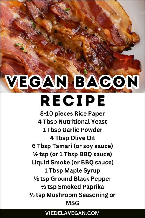 Homemade Vegan Bacon Recipe Vegan Bacon Jam, Vegan Bacon Recipe, Vegetarian Bacon, Vegan Meat Recipe, Detox Foods, Vegan Beef, Vegan Breakfasts, Vegan Meat, Bacon Recipe