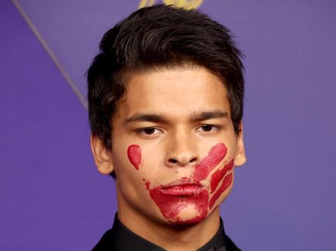 D'Pharaoh Woon-A-Tai arrives at the Emmys with powerful statement honoring missing Indigenous women - NewsBreak Red Handprint, Reservation Dogs, Michael Steele, Native American Actors, David Muir, Emmys Red Carpet, Jenna Bush, Anna Nicole Smith, Terry Crews