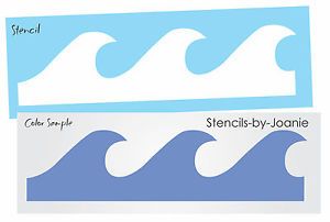 Printable Ocean Waves Stencil Wave Bedroom, Wave Stencil, Tropical Bedroom, Art Border, Tropical Bedrooms, Bible School Crafts, Beach Wave, Plastic Stencil, Wave Painting