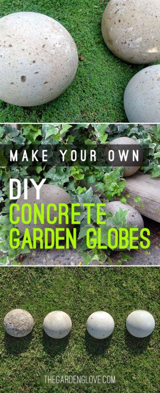 Globe Diy, Whimsical Garden Art, Garden Spheres, Garden Globes, Cement Garden, Garden Balls, Concrete Diy Projects, Diy Concrete, Diy Outdoor Decor