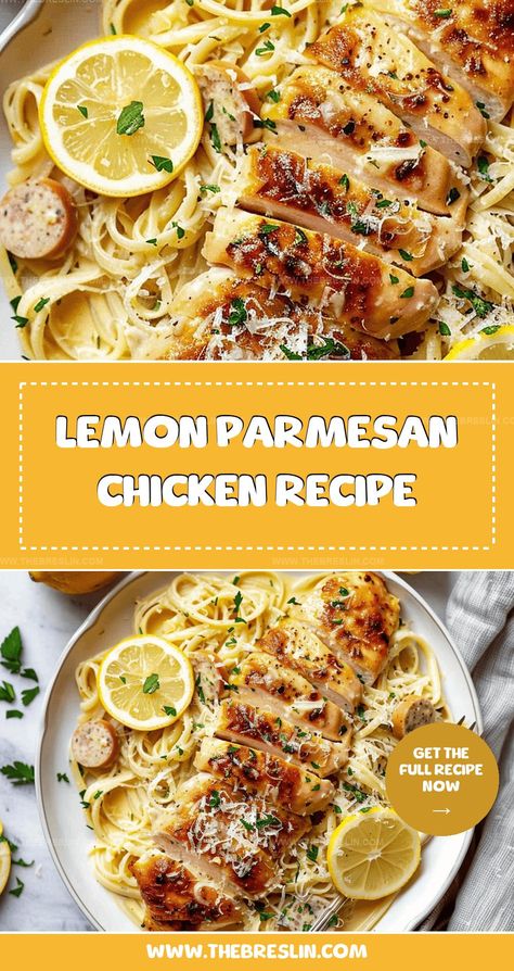 Creamy lemon parmesan chicken offers tender chicken in a rich lemon and parmesan sauce. It’s light yet indulgent, perfect for any occasion or dinner. Creamy Lime Chicken, Dinner Ideas With Boneless Chicken, Creamy Lemon Parmesan Sauce, Lemon Chicken Bake Recipes, Light Chicken Dinner Recipes Healthy, Italian Lemon Pecorino Chicken, Light Chicken Parmesan Recipe, Lemon Chicken Parmesan Recipe, Garlic Butter Chicken With Lemon Parmesan Pasta