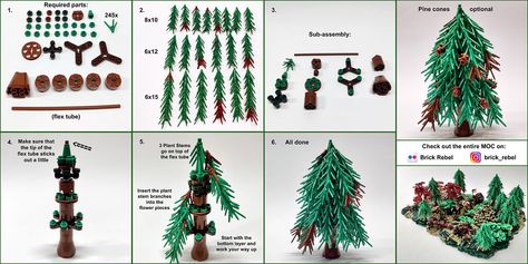 Lego Christmas Sets, Lego Diy Projects, Lego Diy Crafts, Lego Tree, Lego Village, Tree Tutorial, Construction Lego, Lego Christmas, Lego Diy