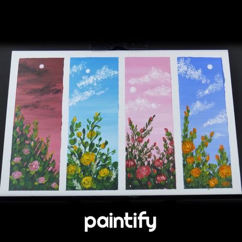 4 Seasons Acrylic Painting, 4 Seasons Painting, Four Seasons Painting, Seasons Painting, Flowers Easy, Easy Acrylic Painting, Painting Demo, Diy Crafts For Kids Easy, Simple Acrylic Paintings