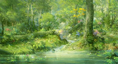 ArtStation - Forest_pond, Paperblue .net Anime Pond Background, Forest Wallpaper Laptop, Forest Wallpaper Pc, Forest Desktop Wallpaper, Ghibli Forest, Landscape Fantasy Art, Anime Cottagecore, Anime Forest, Forest Pond