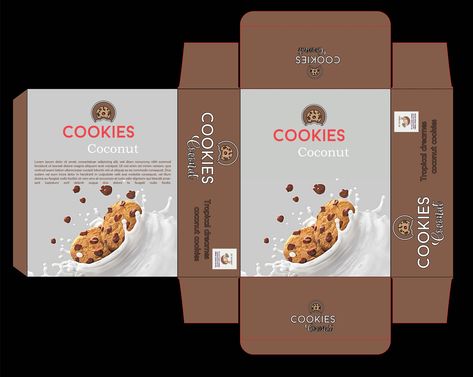 packaging design ideas Biscuit Box Design, Cake Mix Packaging Design, Cookies Box Packaging Design, Cookie Box Template, Cookie Packaging Design, Box Packaging Templates, Chocolate Chip Biscuits, Bakery Packaging Design, Biscuit Packaging