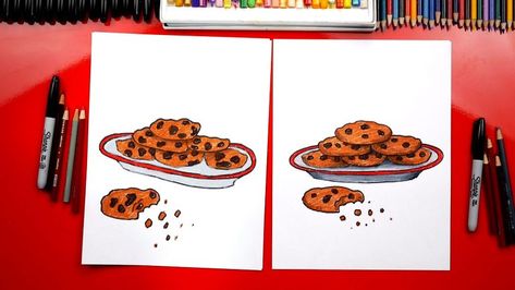 How To Draw A Plate Of Cookies For Santa Cookies On A Plate Drawing, Christmas Cookies Drawing, Plate Of Cookies Drawing, Christmas Art Lessons, Santa Claus Plates Cookies, Santa Food, Milk And Cookies For Santa Plate, Cookies Drawing, Santa’s Cookies Plate Diy