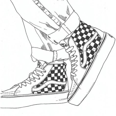 Vans Drawing, Van Drawing, Shoes Drawing, Art Van, Vans Off The Wall, Naruto Uzumaki, Vans Shoes, Drawing Ideas, Art Girl