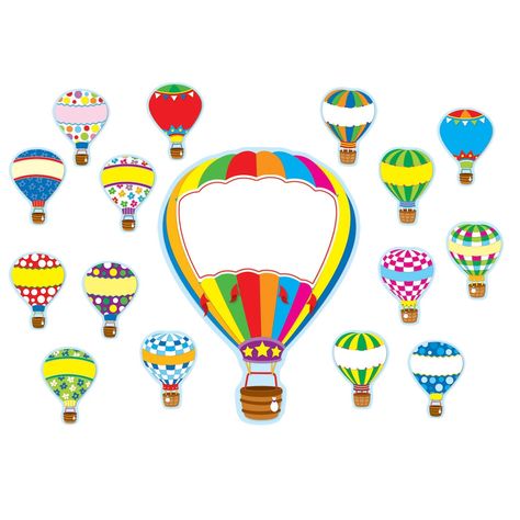 Hot Air Balloon Classroom Theme, Colorful Bulletin Boards, Summer Bulletin Boards, Carson Dellosa, Small Balloons, Bulletin Board Sets, Large Balloons, Balloon Shapes, Teacher Supplies