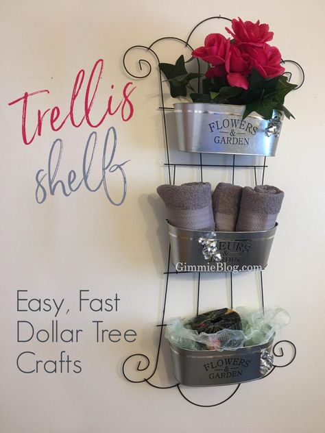 3-Tier Wall Trellis Planter ~ Easy Dollar Tree Craft - GimmieBlog Wall Trellis, Planter Trellis, Dollar Store Diy Projects, Dollar Store Hacks, Tree Craft, Diy Dollar Tree Decor, Dollar Tree Decor, Dollar Tree Diy Crafts, Diy Dollar Store Crafts