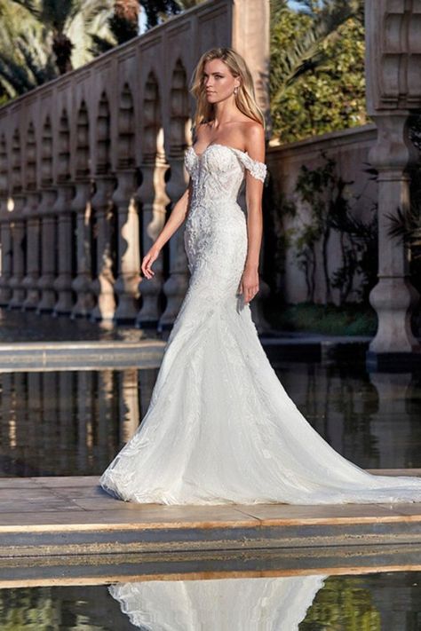 Kenai-wedding-gown (2) Sweetheart Neckline Wedding Dresses, Fit And Flare Wedding Dresses, Off The Shoulder Wedding Dresses, Pronovias Bridal, Wedding Gown Ideas, Mermaid Ball Gown, Bridal Gowns Mermaid, Kleinfeld Bridal, Flare Gown