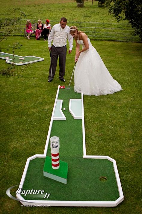 Wii Party, Party Zone, Golf Diy, Crazy Golf, Interactive Games, Mini Golf, Reception Ideas, Wedding Humor, Married Couple