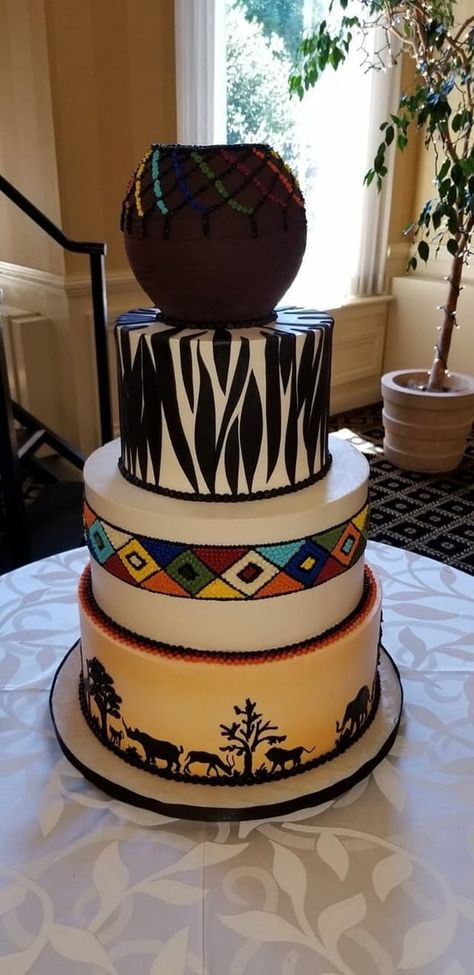 African Cake Design Weddings, Roora Cake Ideas, Kwanjula Cakes, African Themed Cake, Traditional Cakes African, African Lobola Cakes, Roora Cakes, African Cake Design, Lobola Cake Ideas