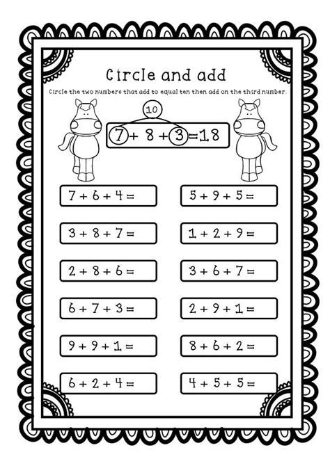 Adding Three Numbers, Adding 3 Numbers, Kindergarten Math Worksheets Addition, Addition Worksheet, Math Addition Worksheets, Numbers Worksheet, First Grade Math Worksheets, Numbers Worksheets, Making Ten