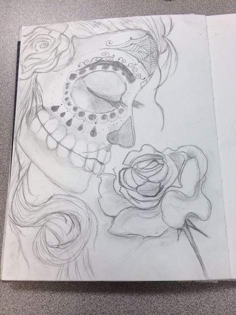 Sugar skull Skull Drawing Sketches, Candy Skull Tattoo, Sugar Skull Drawing, Monkeys Wallpaper, Sugar Scull, Skulls Art, Arctic Monkeys Wallpaper, Sugar Skull Artwork, Skull Sketch