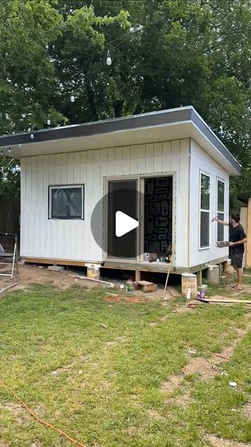 Tiny House Attractive🏠 | This backyard studio is what dreams are made of😍✨✨  Watch @arnelle transform this backyard shed into a studio that can function as a home... | Instagram Guest Quarters Ideas, Living In A Shed Tiny House, Sheds Turned Into Bedrooms, Tiny House Apartment, Backyard Shack Ideas, Shed With Kitchenette, Container Studio Apartment, Tiny House Backyard Ideas, Small House In Backyard