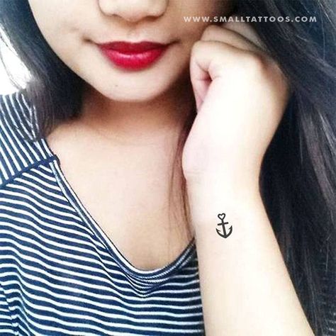 One Word Tattoo, Small Anchor, Dad Tattoo, Anchor Tattoos, Anchor Tattoo, Matching Tattoo, The Anchor, Wedding Tattoos, Heart Shaped Rings