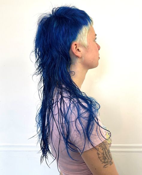 We had to revisit one of our favourite mullet transformations 💙 @wundercuthair painted this beautiful look with the Manic Panic Shocking Blue Classic Colour 🌟

#manicpanic #manicpanicprofessional #hair #haircare #hairstylist #hairinspo #healthyhair #hairstyles #hairsalon #crueltyfreebeauty #haircolor #veganhair #crueltyfreehairdye #saloninternational #saloncolour Indigo Blue Hair, Manic Panic Shocking Blue, Manic Panic Blue, Shocking Blue, Vegan Hair, Manic Panic, Colorful Hair, Cruelty Free Beauty, Indigo Blue