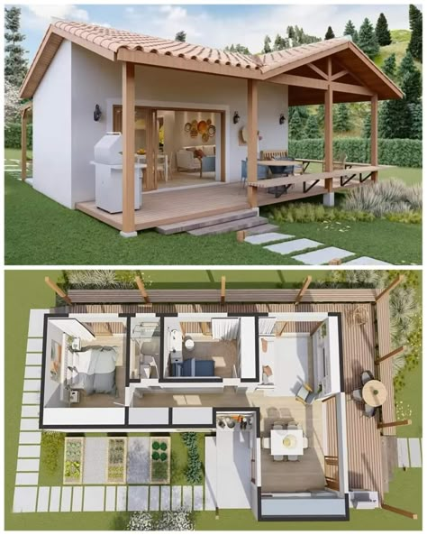 Small House Blueprints, Small House Layout, Pole Barn House Plans, Small House Floor Plans, House Floor Design, Small House Design Plans, Sims House Design, Small Bathroom Ideas, House Blueprints