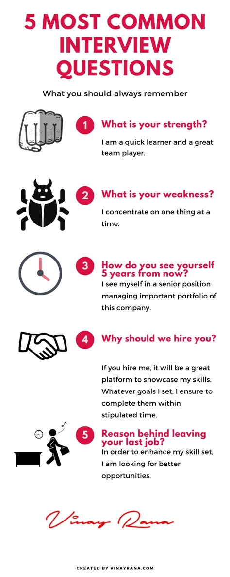 Want to feel more confident in interview. Here are the 5 most common interview questions with smart answers. Personal Interview Questions, Smart Interview Questions, Mcdonalds Interview Questions, Job Interview Questions And Answers Tell Me About Yourself, Html Interview Questions, Jobs Interview Tips, Teacher Interview Questions To Ask, Questions To Ask In Job Interview, Questions For Interviewee To Ask